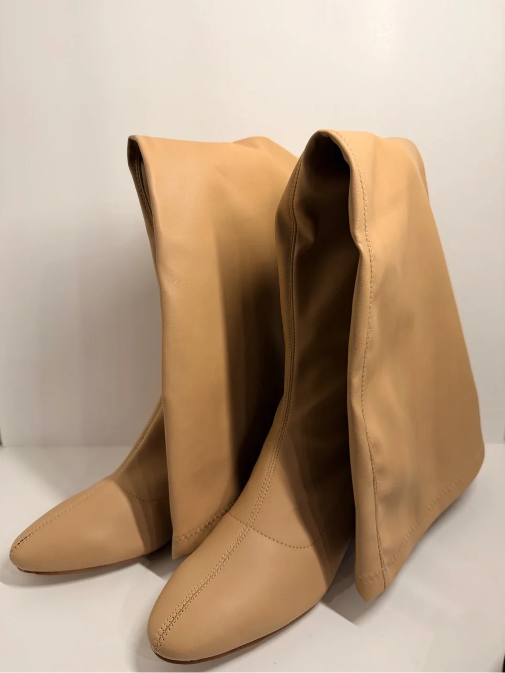 Journee Collection Melika Tan Over Knee Boots 8.5 Extra Wide Calf New